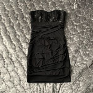 Strapless black mini dress, size M